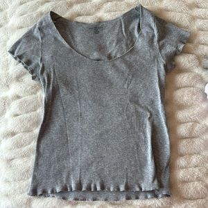 Brandy Melville Gray Ruffle Cut Shirt